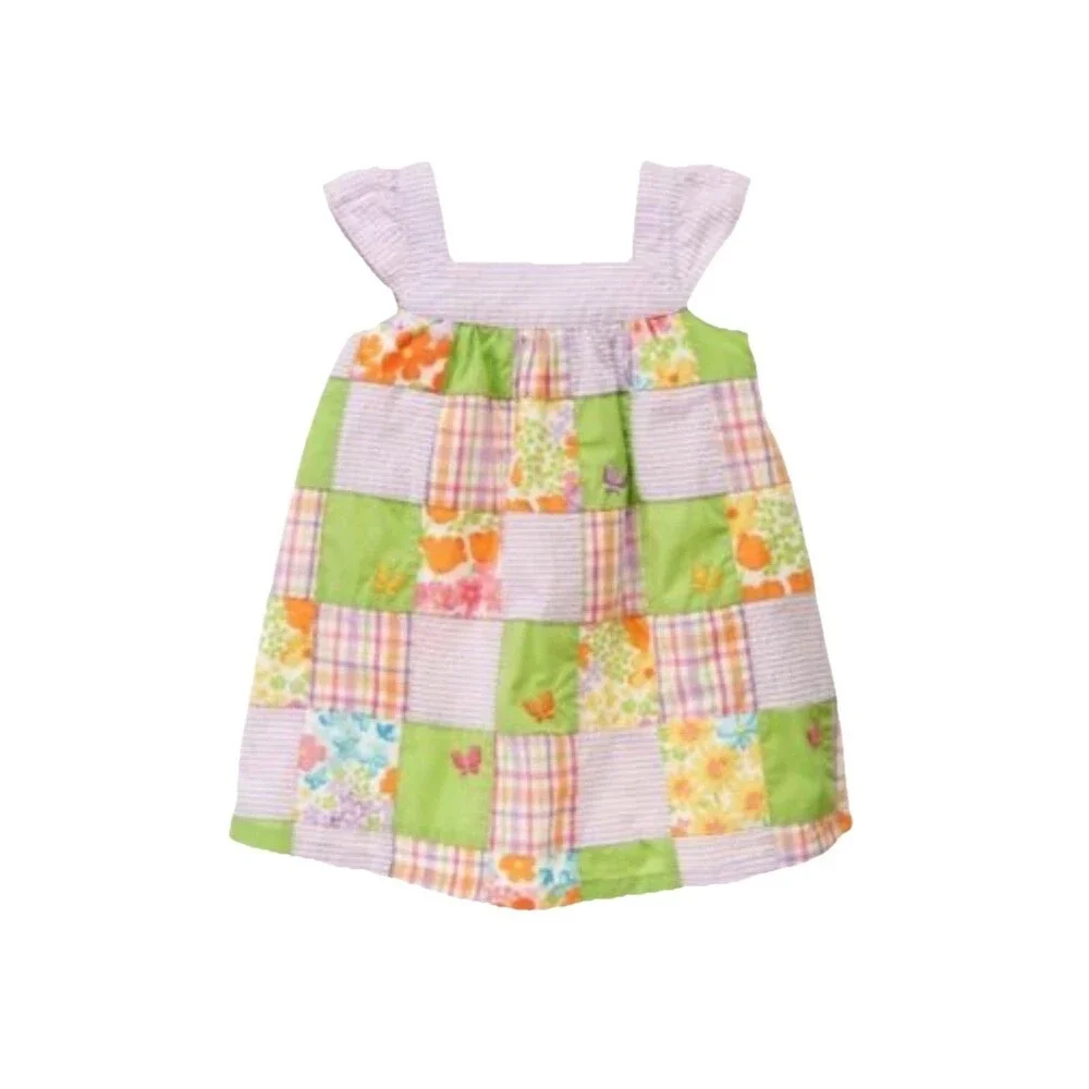 Gymboree Girls Summer Patchwork Dress Size 4T Butterfly Blossom Lined Cotton